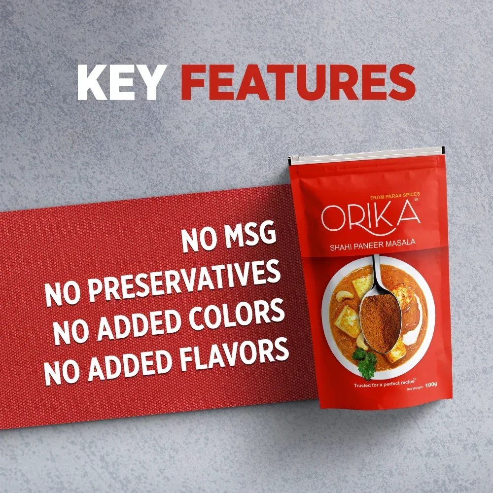 Orika Indian Mix Combo 3 (Shahi Paneer Masala, Chana Masala, Rajma Masala, Dal Makhani Masala) (Pack of 4, 100gms each) - Image 7