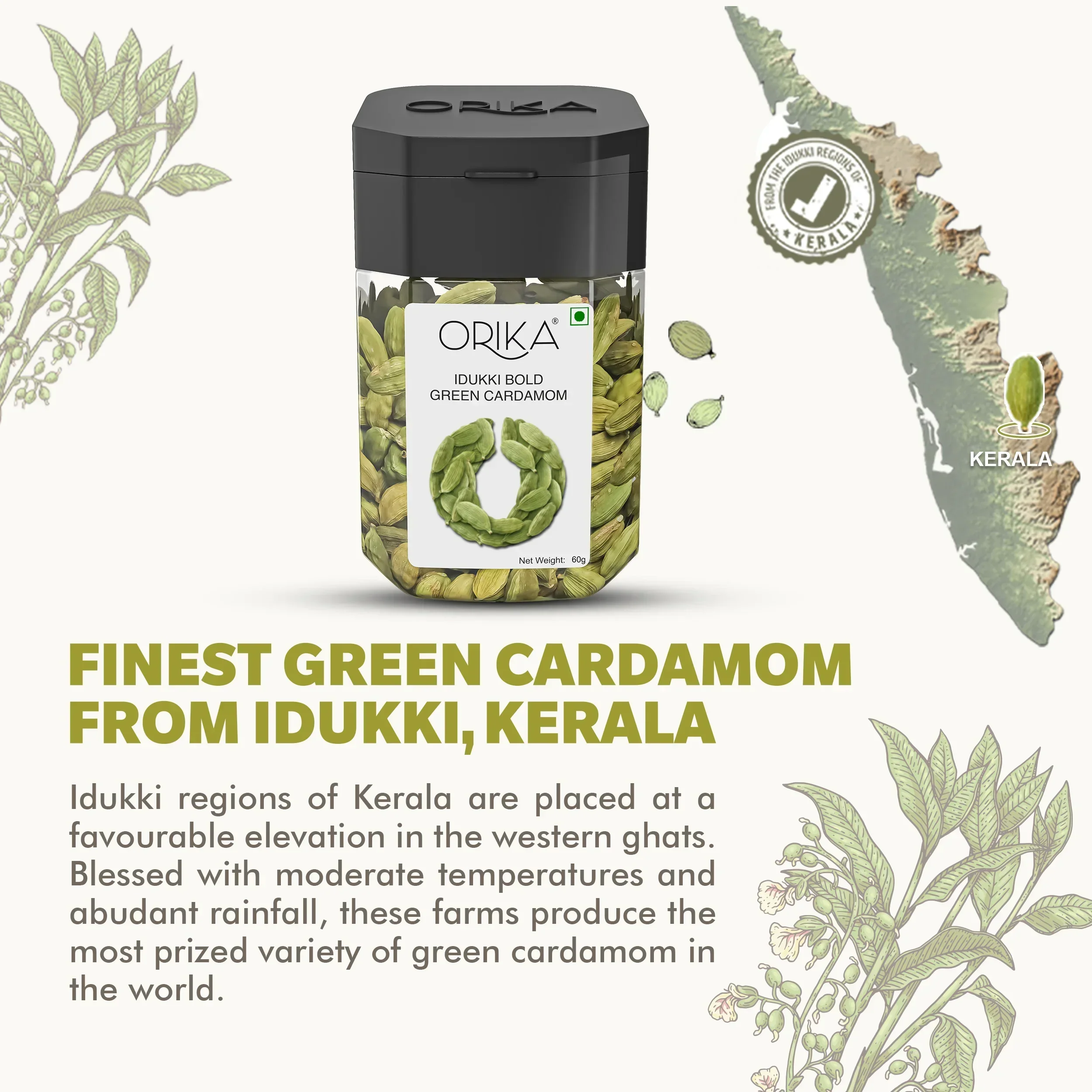 Orika combo of Indian Chai Masala 60g & Idukki Bold Green Cardamom 50g - Image 9