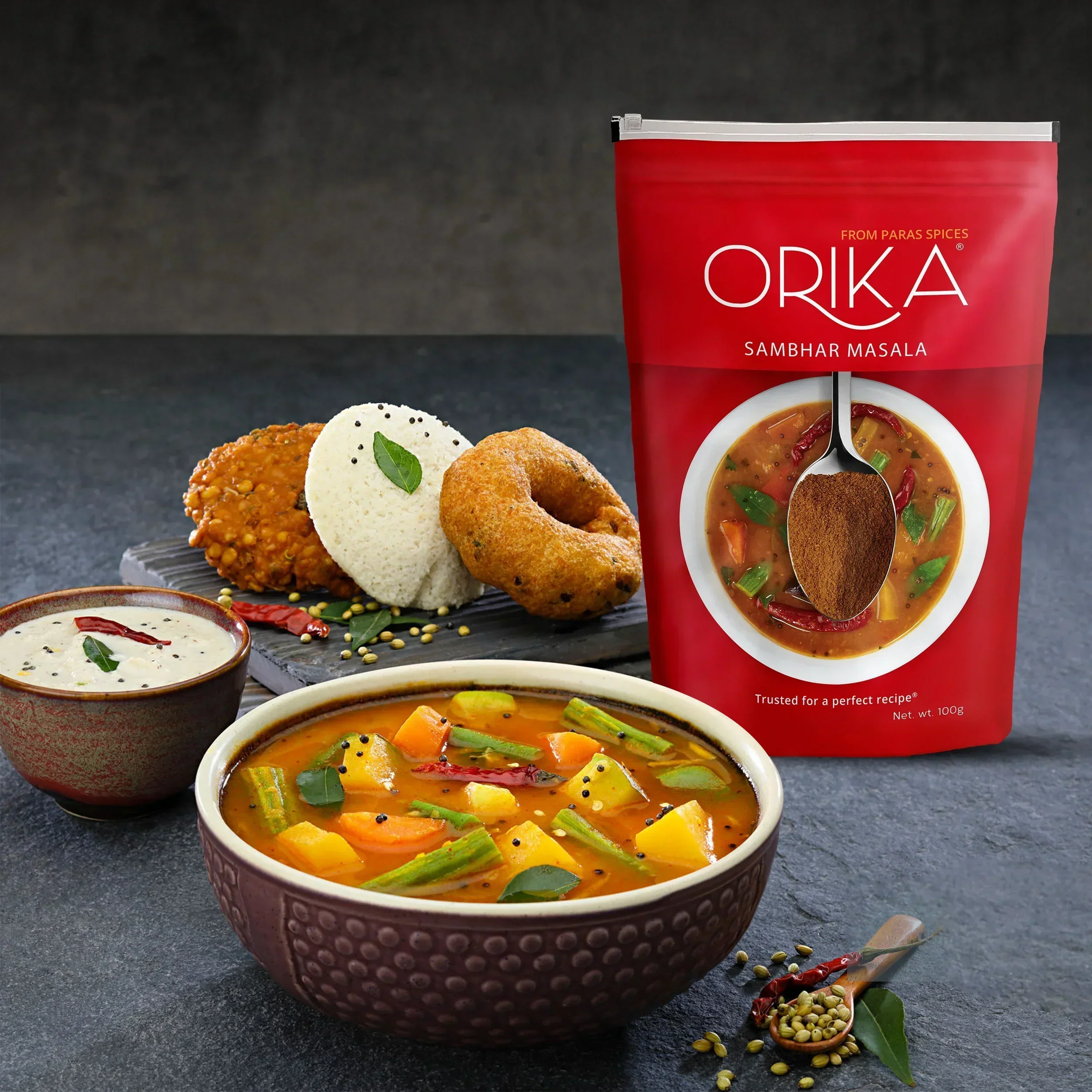 Orika Indian Essential Combo (Sambhar Masala 100g + Coriander Powder 100g + Amchoor Powder 100g) (  Pack of 3) - Image 10
