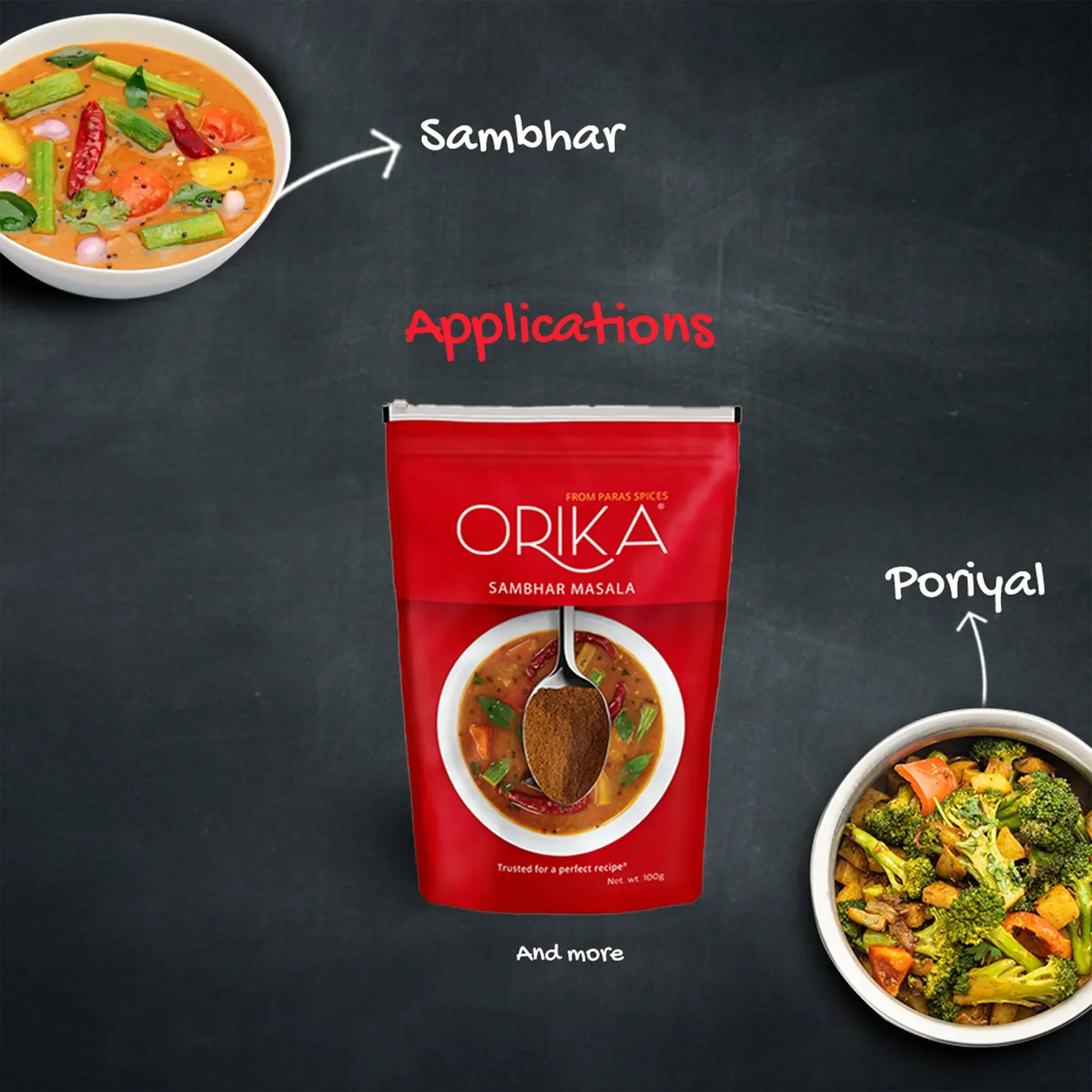 Orika Indian Essential Combo (Sambhar Masala 100g + Coriander Powder 100g + Amchoor Powder 100g) (  Pack of 3) - Image 4