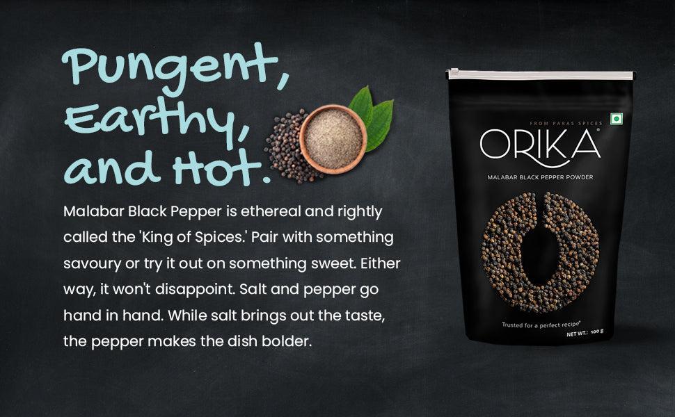Orika Everyday kitchen essential (Malabar Black Pepper Powder, Salem Turmeric Powder, Coriander Powder), (Pack of 3, 100gms each) - Image 11