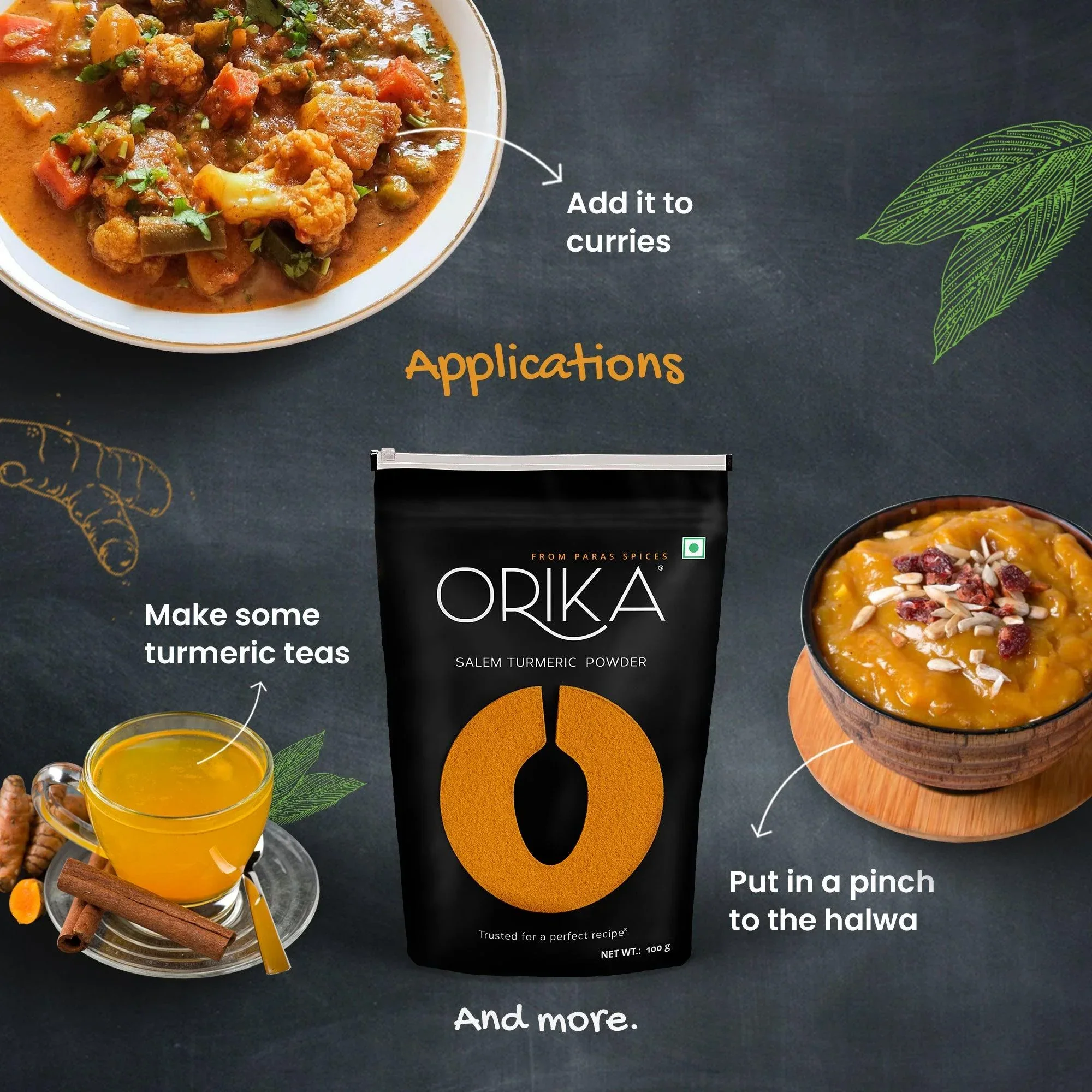 Orika Everyday kitchen essential (Malabar Black Pepper Powder, Salem Turmeric Powder, Coriander Powder), (Pack of 3, 100gms each) - Image 21