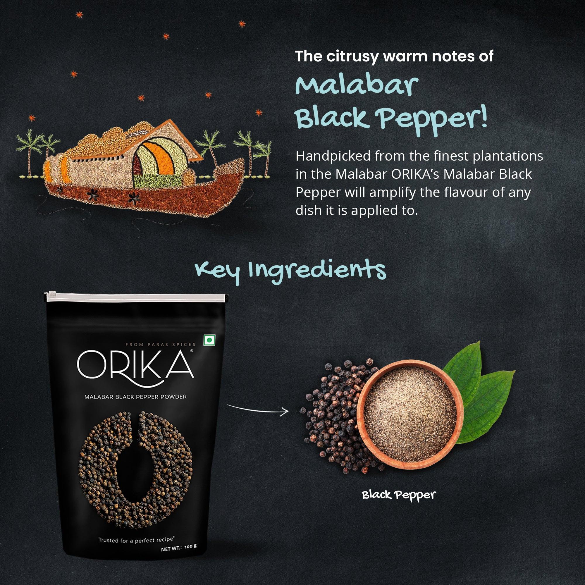 Orika Everyday kitchen essential (Malabar Black Pepper Powder, Salem Turmeric Powder, Coriander Powder), (Pack of 3, 100gms each) - Image 9