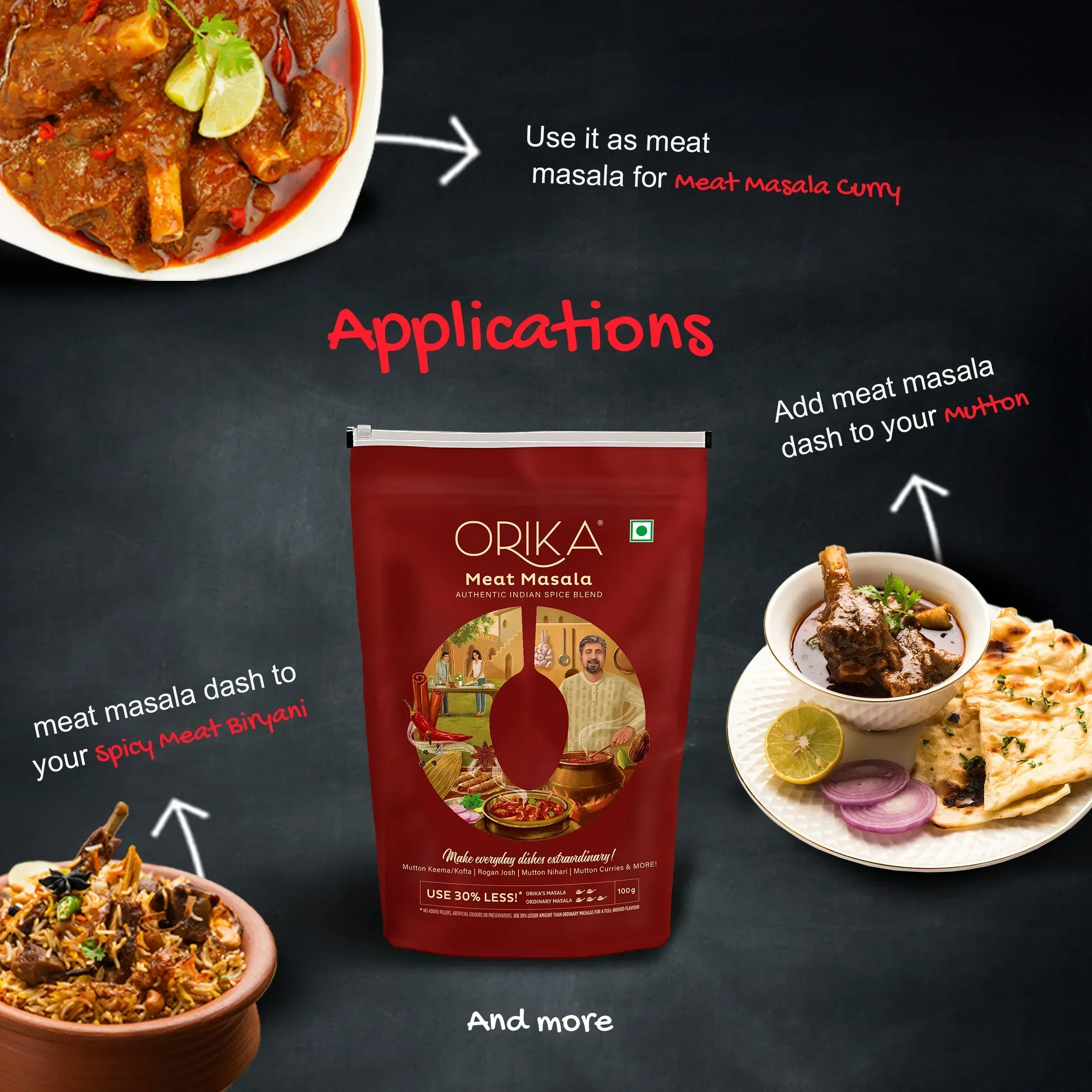 Orika Non Veg Delight Combo, Chicken Masala, Meat Masala, Garam Masala (Pack of 3, 100gms each) - Image 12