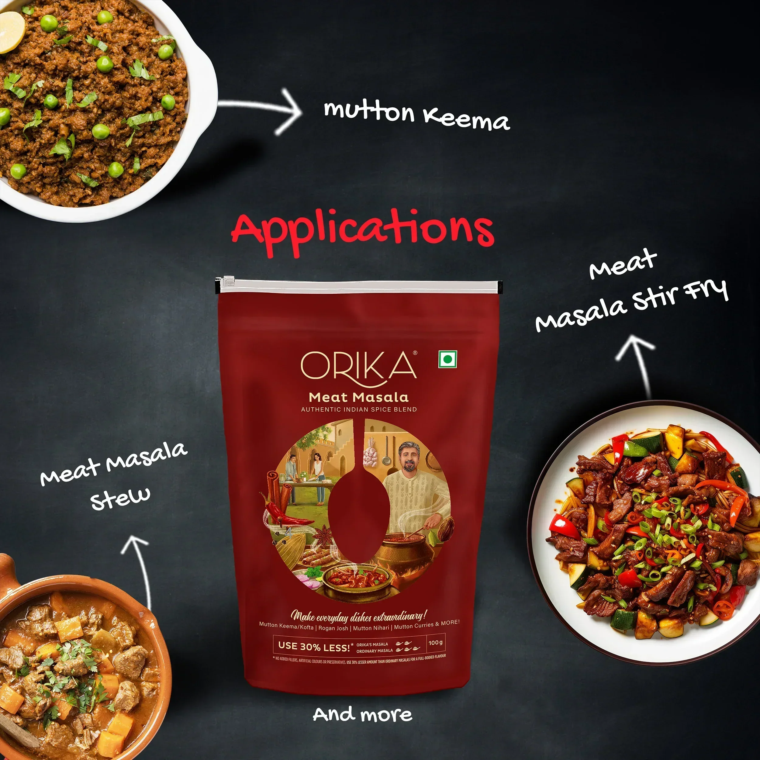 Orika Non Veg Delight Combo, Chicken Masala, Meat Masala, Garam Masala (Pack of 3, 100gms each) - Image 9