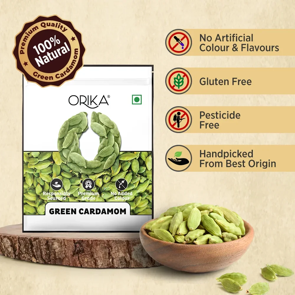 Orika Bold Green Cardamom Whole 25g | Bold Elaichi Green | No Artificial Colours or Preservatives - Image 4