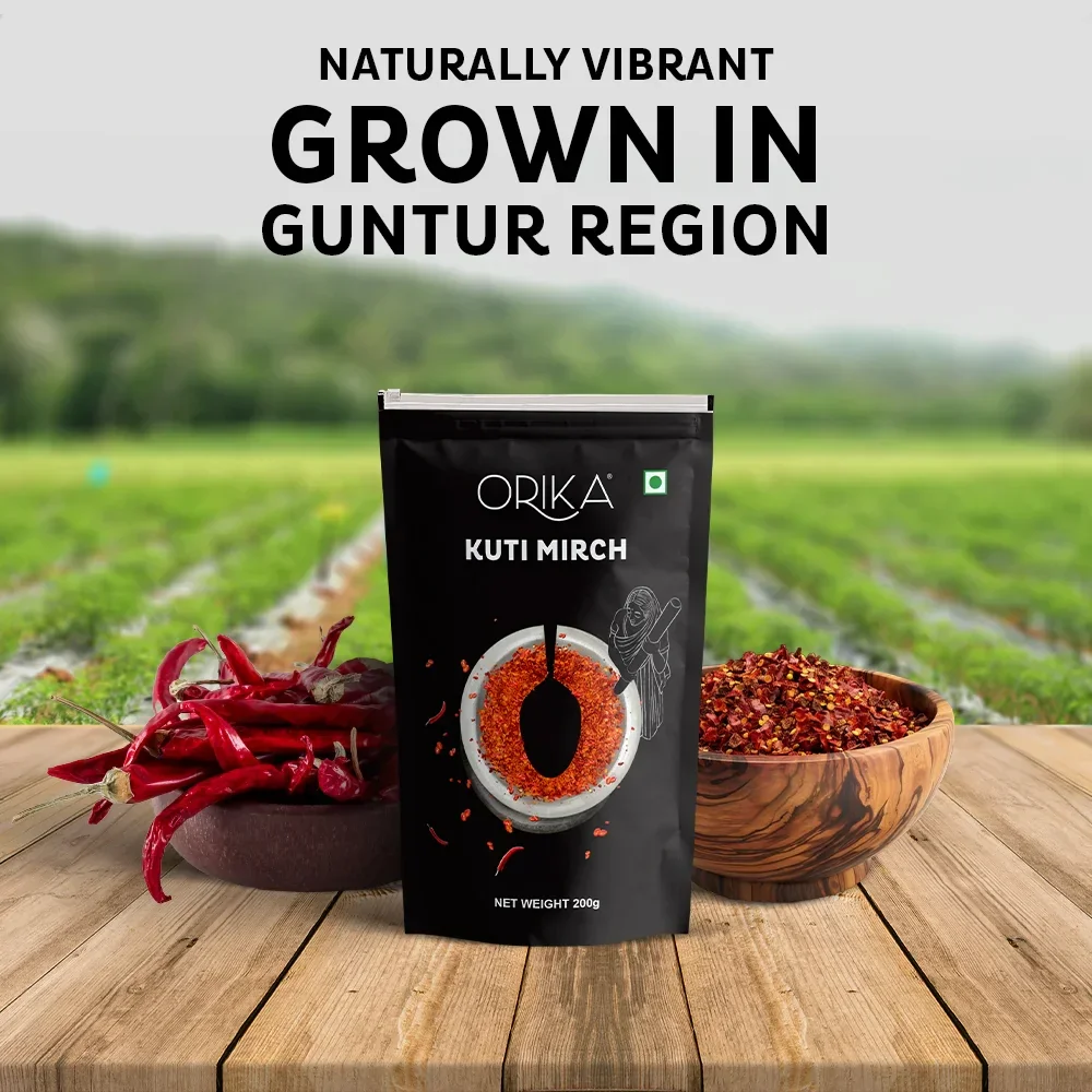 Orika Kuti Mirch (Crushed Red Chilli) | Coarsely Ground Authentic Red Chilli Flakes for Tadka, Pizza, Pasta, Indian & Global Cooking | 200g Pouch - Image 4