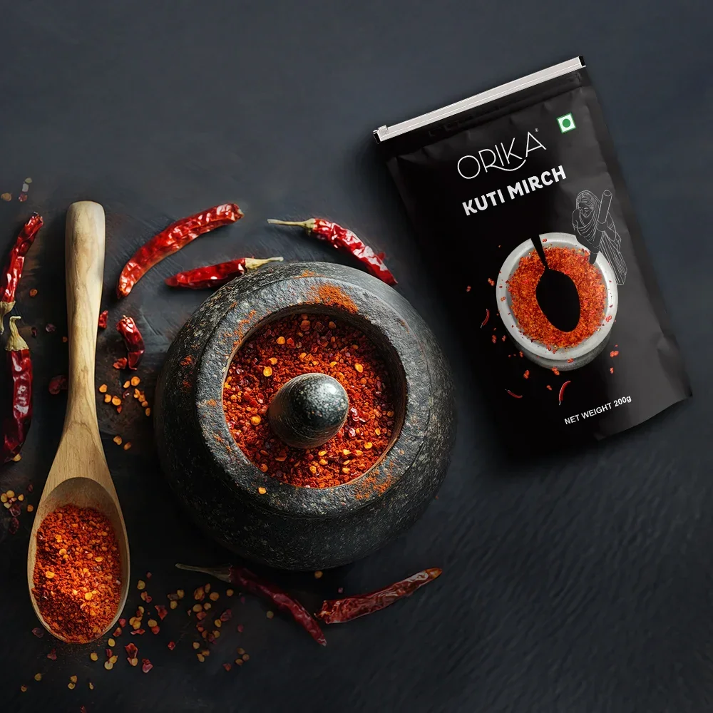 Orika Kuti Mirch (Crushed Red Chilli) | Coarsely Ground Authentic Red Chilli Flakes for Tadka, Pizza, Pasta, Indian & Global Cooking | 200g Pouch - Image 5