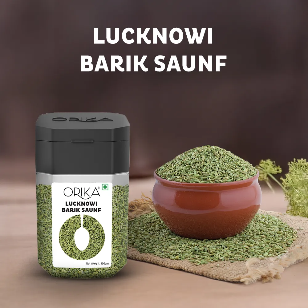Orika Lucknowi Barik Saunf | Premium Fine Fennel Seeds for Mukhwas, Digestive, Cooking & Mouth Freshener | 100g Jar - Image 9