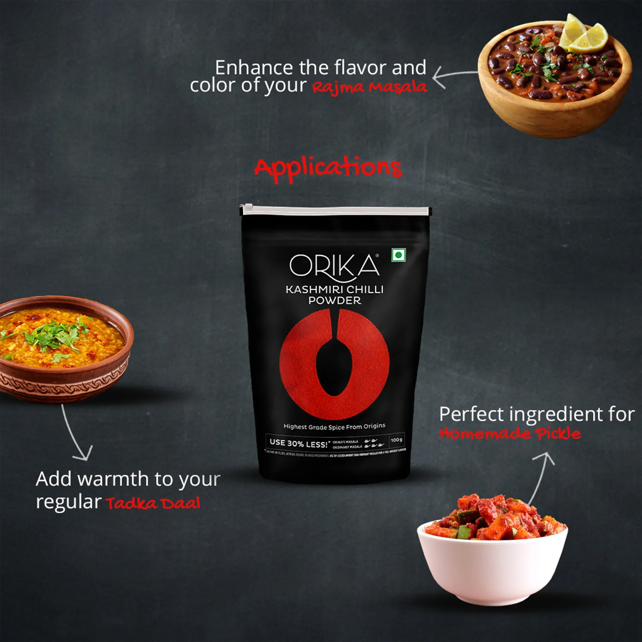 Orika Salem Turmeric, Hot Red Chilli Powder, Kashmiri Red Chilli Powder, Coriander Powder 100 Gm Each - Image 3