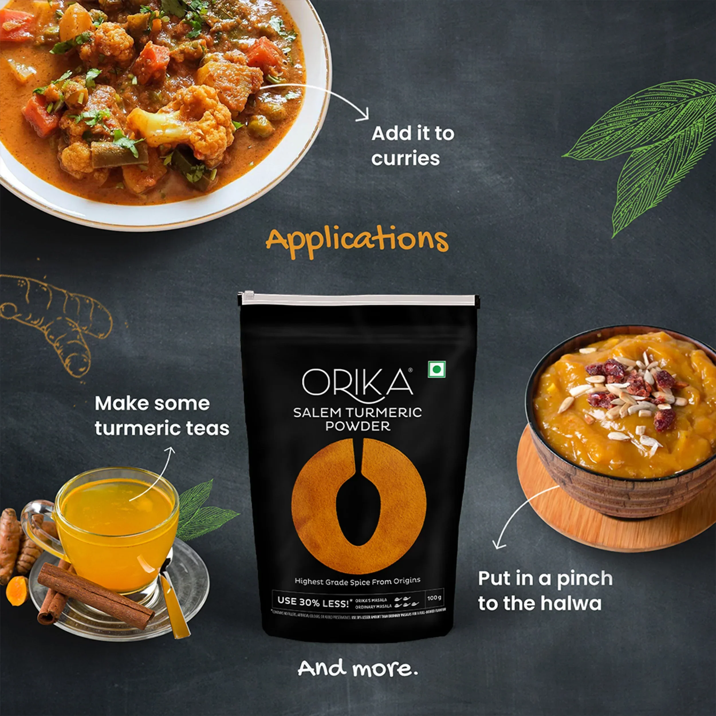 Orika Salem Turmeric, Hot Red Chilli Powder, Kashmiri Red Chilli Powder, Coriander Powder 100 Gm Each - Image 8