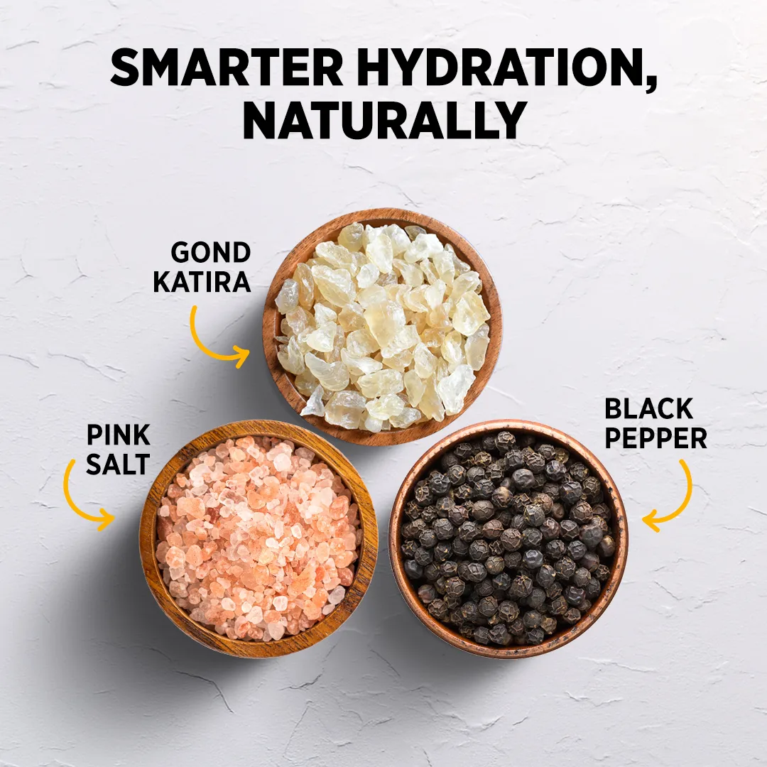 Orika Summer Hydration Trio | Gond Katira (80g), Pink Salt Grinder (100g) & Black Pepper Grinder (50g) - Image 2