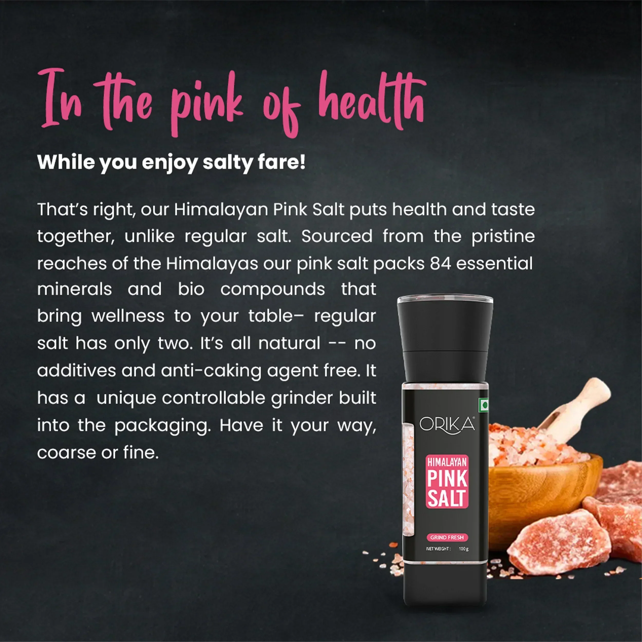 Orika Summer Hydration Trio | Gond Katira (80g), Pink Salt Grinder (100g) & Black Pepper Grinder (50g) - Image 5