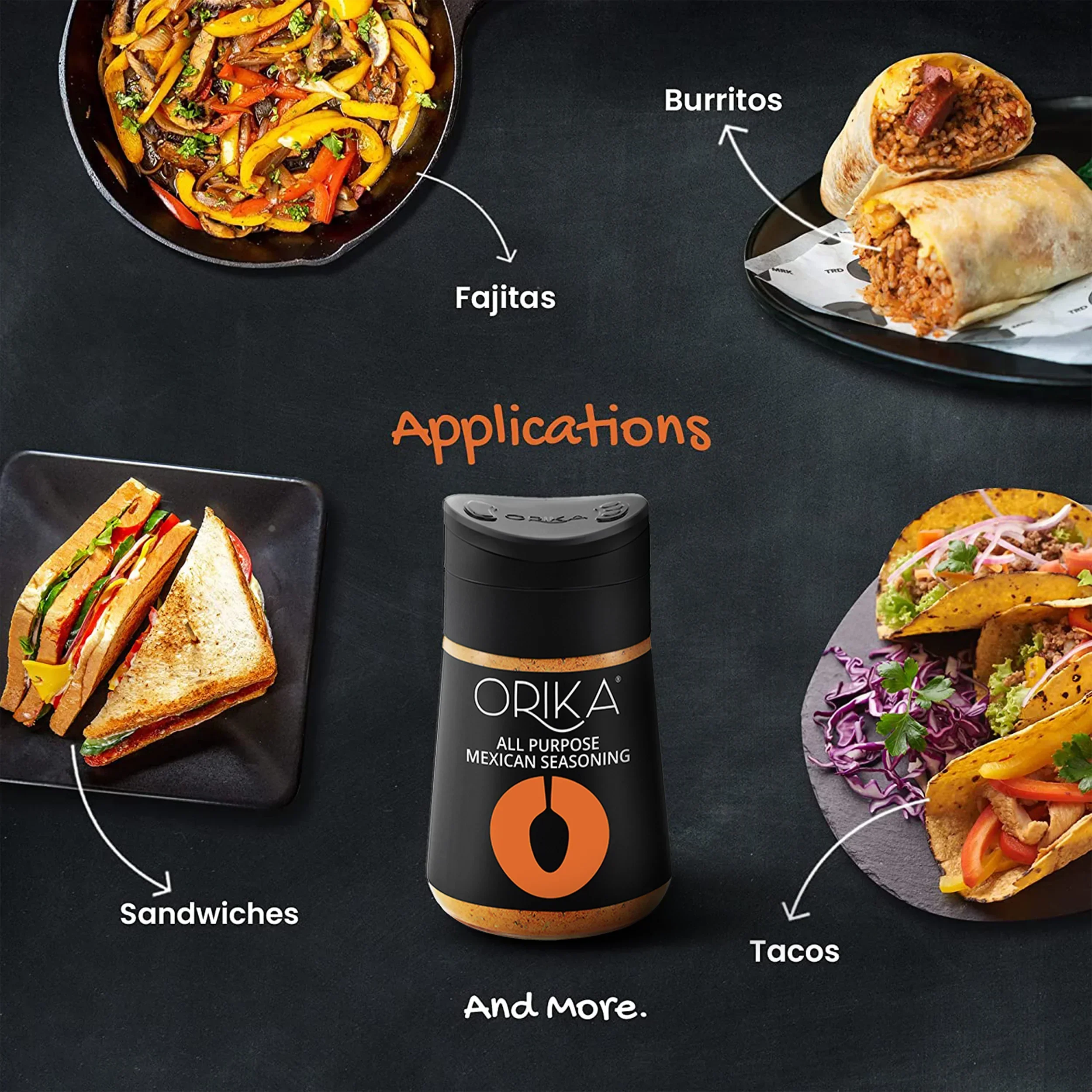Orika Table Sprinkler Combo, (Italian Seasoning (75g), Red chili flakes (50g), All-purpose Mexican seasoning (80g), Malabar Black Pepper (80g), Old Dilli Chat Masala (90g)) - Image 10