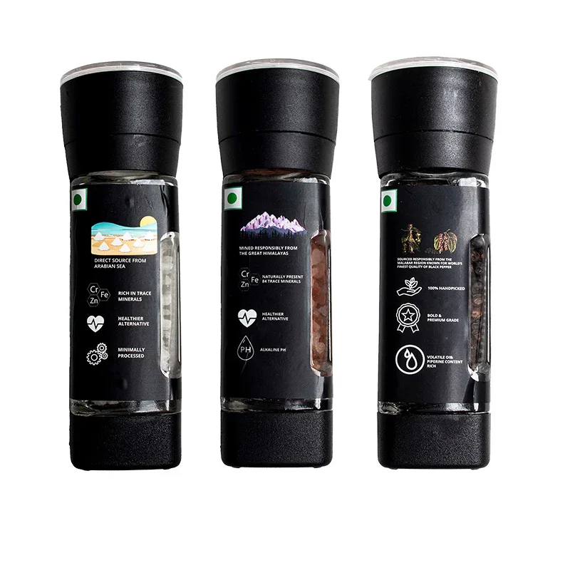 Sea Salt 100g, Pink Salt 100g & Black Pepper 50g,Table Grinder Combo - Image 9