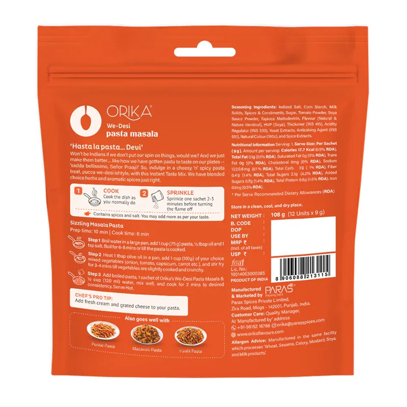We-Desi Pasta Masala, All in One Masala, 12 single use sachets - Image 4